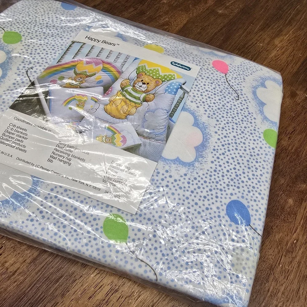 Vintage JC Penney Toddletime 2 Receiving Blankets Happy Bears Cotton 30